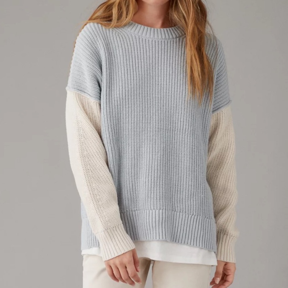 American Eagle Long Weekend Colorblock Crewneck Sweater XXL